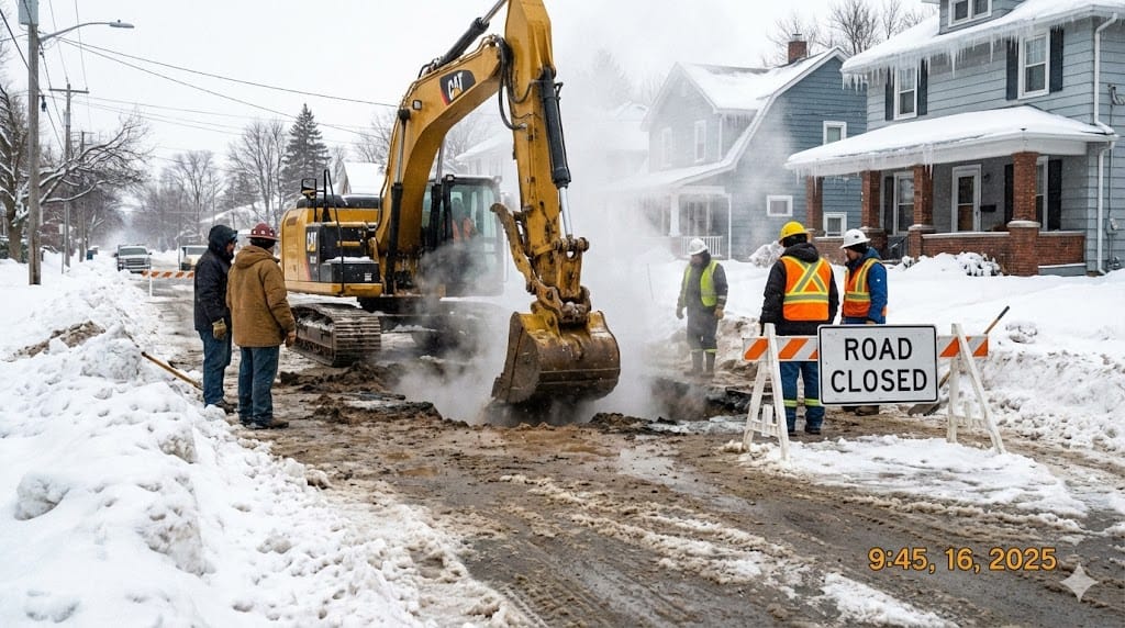 Thompson Public Works Closes Hayes Road for Water Break Repair